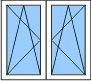 dvoukřídlé okno (otvíravé,sklopné+sklopné,otvíravé)