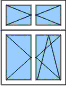 dvojdílné okno(O,OS) s děleným nadsvětlíkem (O,O)