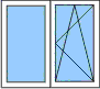 dvoukřídlé okno (fixní,otvíravé+sklopné)
