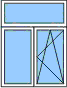 dvoukřídlé okno s fixním nadsvětlíkem i jedním křídlem