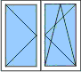dvoukřídlé okno (otvíravé+sklopné,otvíravé)